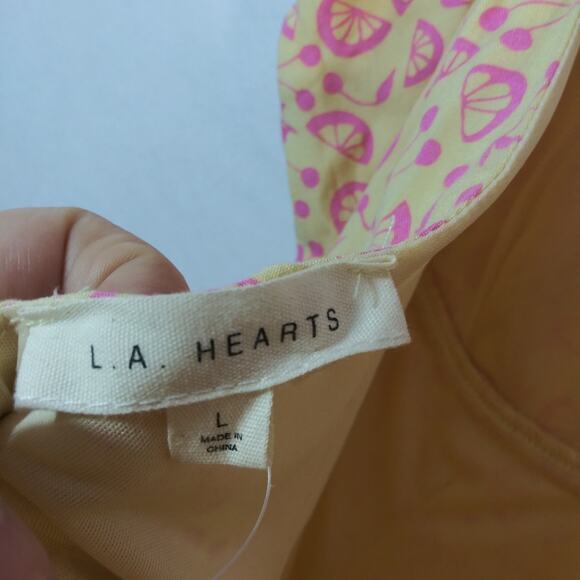 LA Hearts Pacsun Yellow Lemon & Cherry Summer Mini Dress Size L - Picture 7 of 8